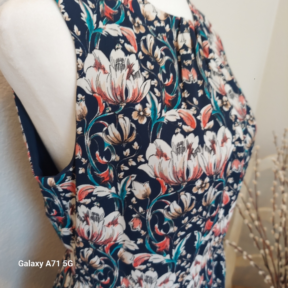 Banana Republic Petite Navy Floral Dress Sleeveless Lined NWOT Sz 4P